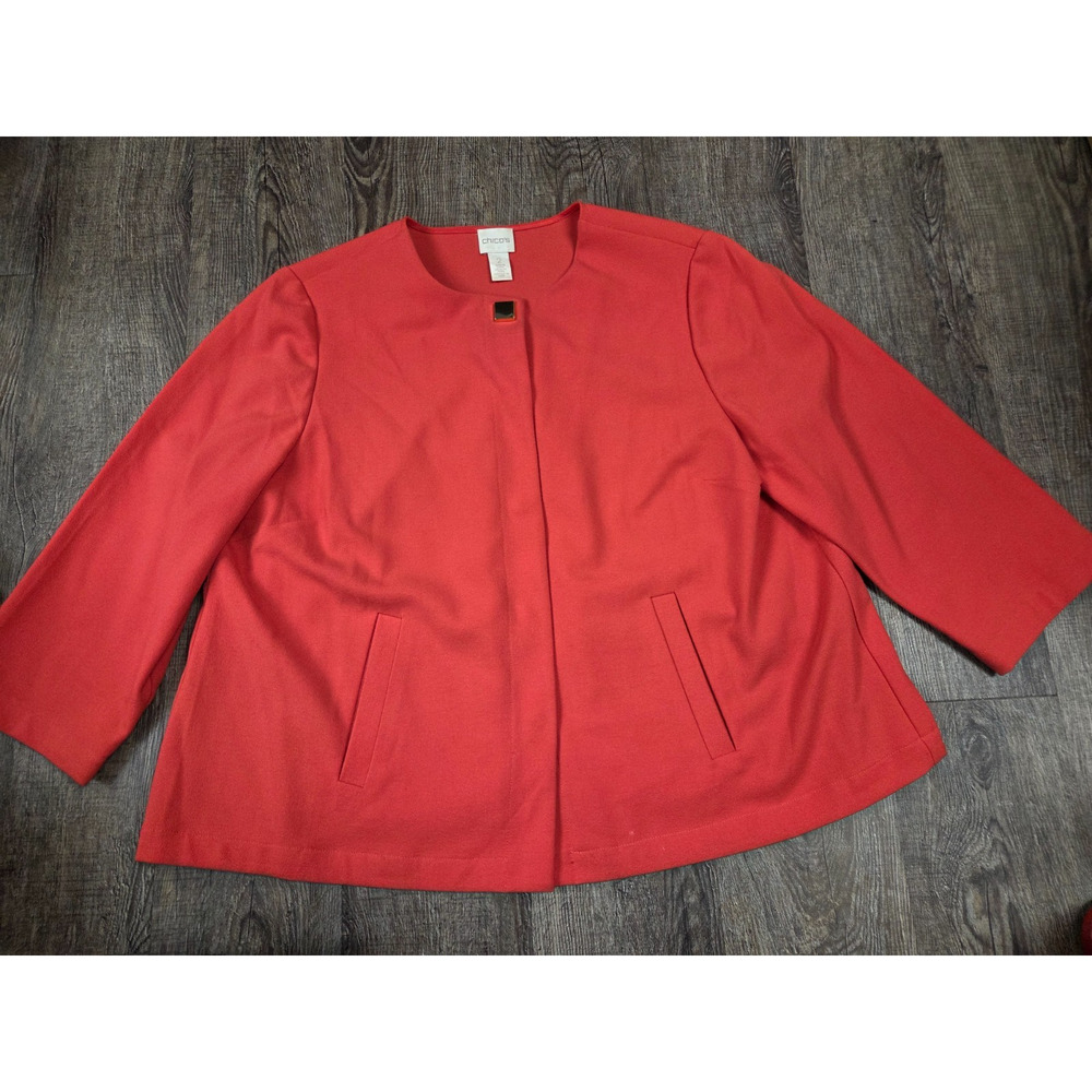 Chico's Orange/Salmon Light Jacket Collar-less Size 2 Large 12/14